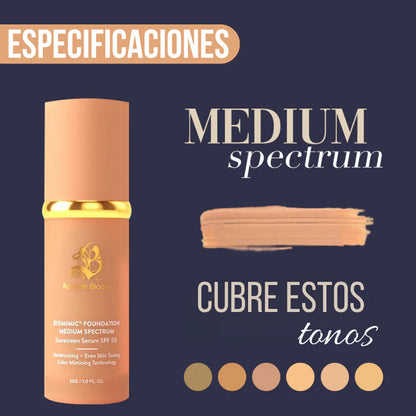 Base Bio Mimic Light Spectrum de Forever Bloom; hidratante, antienvejecimiento, correctora, tonifica la piel, protege del sol