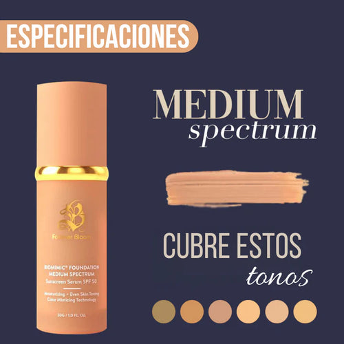 Base Bio Mimic Light Spectrum de Forever Bloom; hidratante, antienvejecimiento, correctora, tonifica la piel, protege del sol