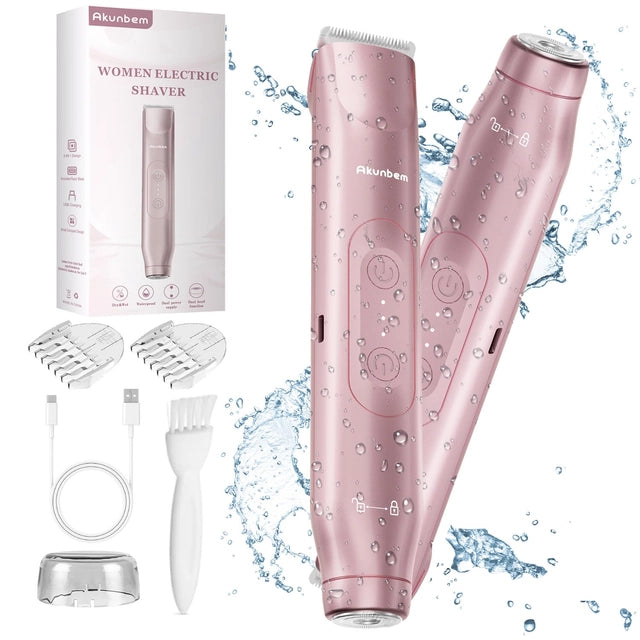 Depiladora eléctrica 2 en 1 para mujer, recortadora de bikini de doble cabezal